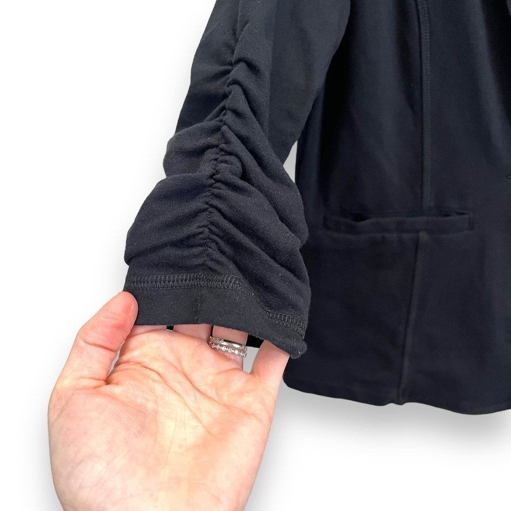Susan Graver Jacket Womens XXS Black Cotton Single Button Casual Blazer Y2K - Picture 2 of 11
